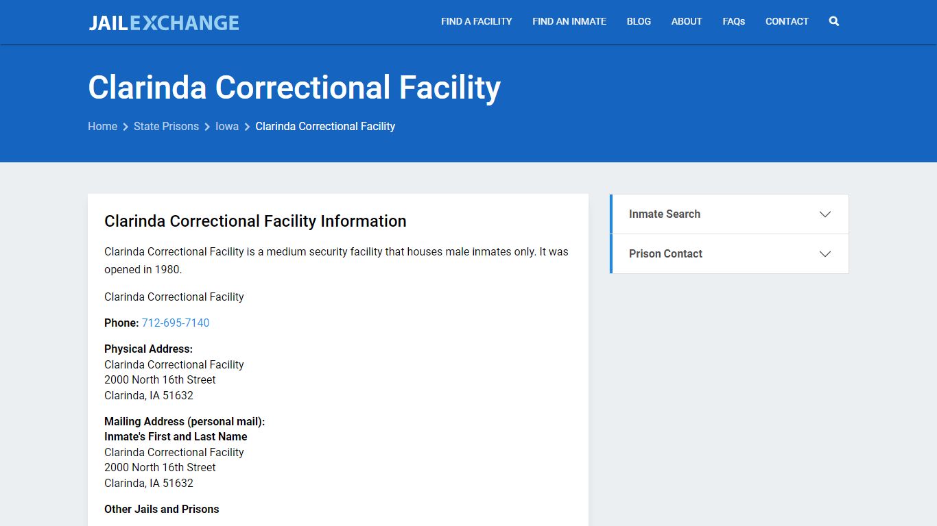 Clarinda Correctional Facility Inmate Search, IA - Jail Exchange