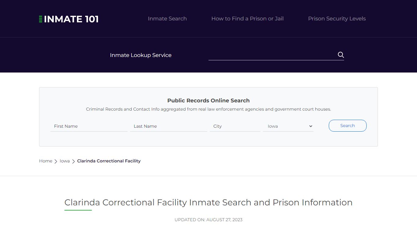 Clarinda Correctional Facility Inmate Search, Visitation, Phone no ...